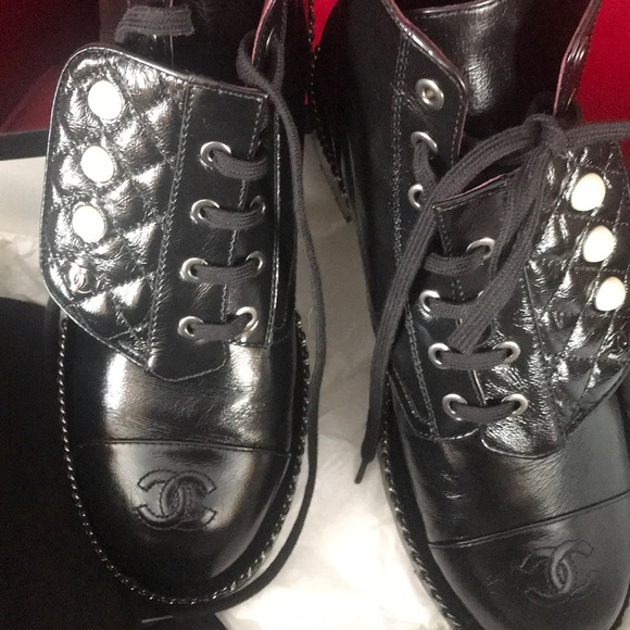chanel military boots